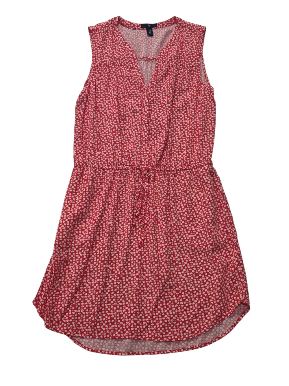 GAP Red and White Floral V-Neck Dress Size Medium (M) Summer Casual Beach E53